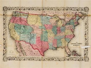 * (MAP) COLTON, J.H. The United States of America.New York, 1854.  Large folding engraved map with hand-coloring.