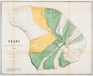 (MAP, HAWAII). Lanai. Government Survey, 1878. S.l., 1900. Color lithograph map.