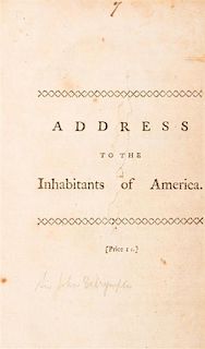 [DARYMPLE, SIR JOHN] The Address of the People of Great-Britain to the Inhabitants of America. London, 1775. First ed.