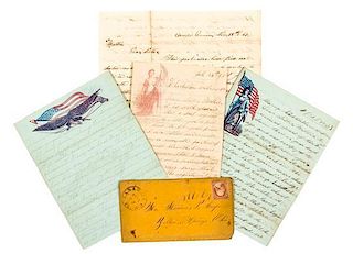 * (CIVIL WAR ARCHIVE) SWOPE, MERRIMISS HARRIS. Archive of 24 autogrphed letters from 2 Civil War soldiers to their sister, 1860-