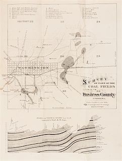 COX, E.T. Second Report of the Geological Survey of Indiana... Indianapolis, 1871.
