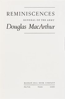 MACARTHUR, DOUGLAS. Reminiscences. New York, (1964). Limited edition, signed by MacArthur.