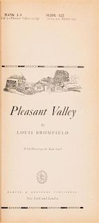 BROMFIELD, LOUIS. Pleasant Valley. New York and London, 1945. Proof copy. With mock up drawings for the story.