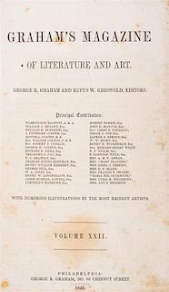 (PERIODICAL) GRAHAM'S MAGAZINE. Graham's Magazine of Literature and Art. Vol. XXII. Phila., 1843. Vol. 22 only.
