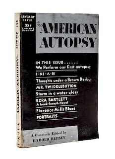 (PERIODICAL) AMERICAN AUTOPSY. Vol. 1, no. 1, January 1932. First and only issue of this literary periodical.
