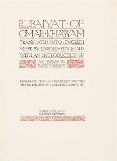 (SANGORSKI & SUTCLIFFE) FITZGERALD, EDWARD. Rubaiyat of Omar Khayyam. London, [1911] From mss illuminated by Sangorski & Sutclif