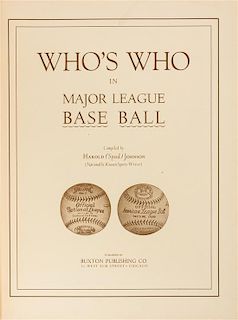 (BASEBALL) JOHNSON, HAROLD ("SPEEDY") Who's Who in Major League Base Ball. Chicago, (1933). First ed.