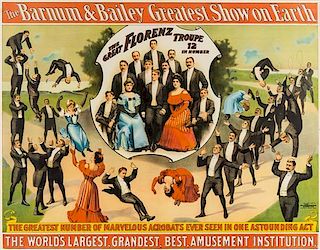 (CIRCUS) The Barnum & Bailey Greatest Show on Earth. The Great Florenz Troupe. 12 in Number. Cincinnati & New York, 1904. Color