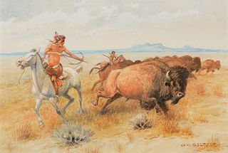 Olaf C. Seltzer (1877-1957); Hunting Buffalo