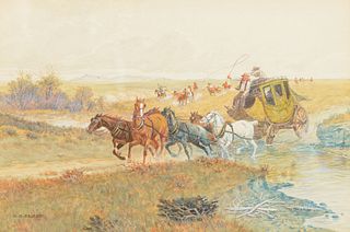 Olaf C. Seltzer (1877-1957); Stagecoach Attack