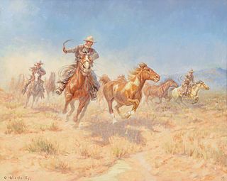 Olaf Wieghorst (1899-1988); Wrangling the Pony Herd (1980)
