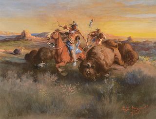 Edgar S. Paxson (1852-1919); Buffalo Hunt (1906)