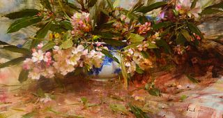 Richard Schmid (b. 1934); Rhododendrons and Blue Bowl (2000)