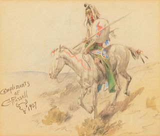 Charles M. Russell (1864-1926); Indian Scout (1907)