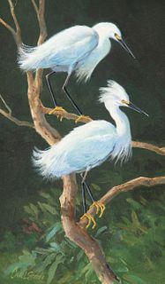 Ken Carlson (b. 1937); Snowy Egrets