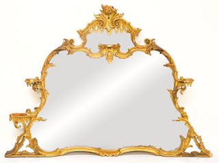 Chippendale Style Gilt Wood Over Mantle Mirror