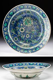 18th C. Persian Glazed Pottery Bowl w/ Floral Motif