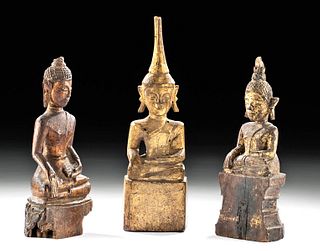 19th C. Southeast Asian Wood Seated Buddhas (3)