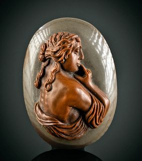 19th C. Neoclassical Agate Cameo Cabochon w/ Aphrodite