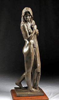 1995 Karen Crain Bronze Nude Female "Chaste"