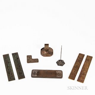 Six Tiffany Studios Desk Items and Two Other Desk Items