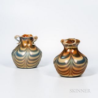 Two Imperial Art Glass Iridescent Vases
