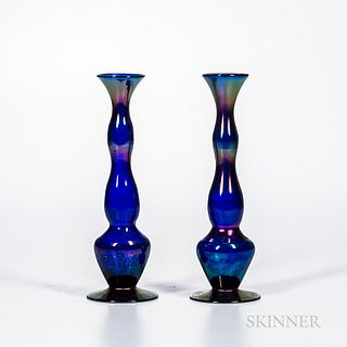 Two Imperial Art Glass "Free Hand" Bud Vases