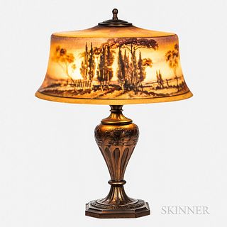 Pairpoint Reverse-painted Landscape Shade Table Lamp