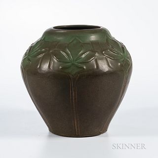 Van Briggle Art Pottery Leaf Decorated Vase