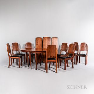 Art Deco Dining Table and Eight Side Chairs