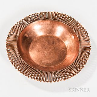 Hector Aguilar (Mexican, 1905-1986) Hammered Copper Bowl with Scalloped Edge
