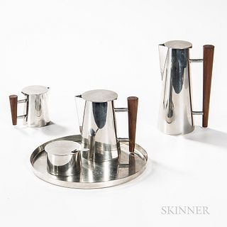 Ron Kusins for Pewter Crafters of Cape Cod Modernist Tea and Coffee Set