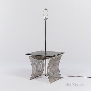 Wire End Table with Integrated Lamp