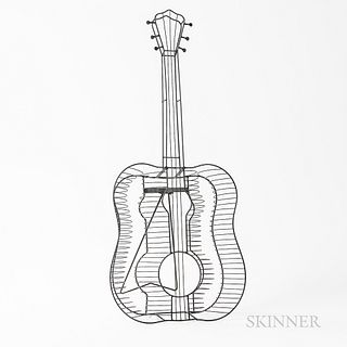 Frederick Weinberg Wire Sculpture of a Guitar