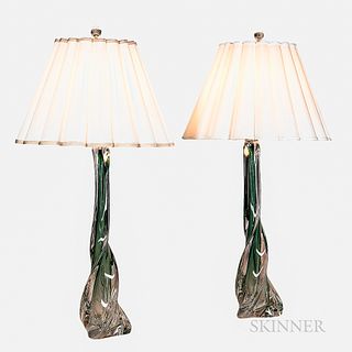 Two Artemis Studios Murano Glass Table Lamps