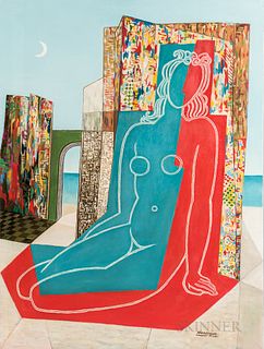 John Hansegger (Swiss/American, 1908-1989)      Nude in Geometric Landscape.