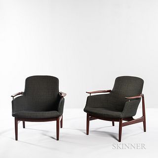 Pair of Finn Juhl (1912-1989) for Niels Vodder "NV-53" Lounge Chairs