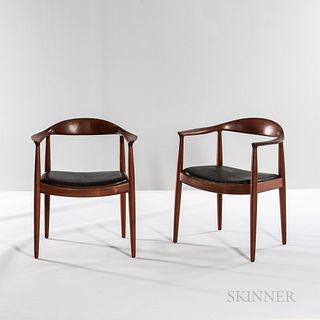 Two Hans J. Wegner (1914-2007) for Johannes Hansen "Model JH 501" "The Chair" Armchairs