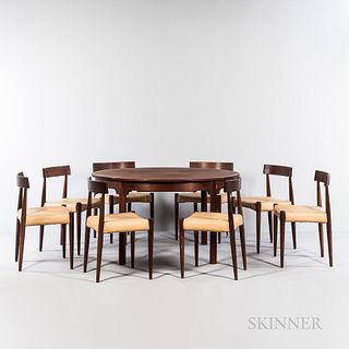 Round to Oval Dining Table and Eight Chairs