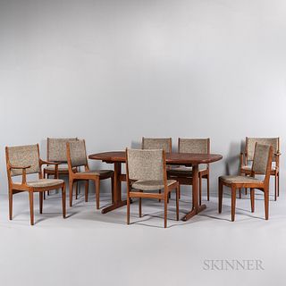 Danish Modern Teak Dining Table and Eight Chairs