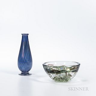 Edvard Hald for Orrefors "Graal" Art Glass Vase and Fish Bowl