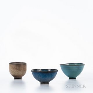 Three Edwin (1910-2008) and Mary Scheier (1908-2007) Studio Art Pottery Bowls