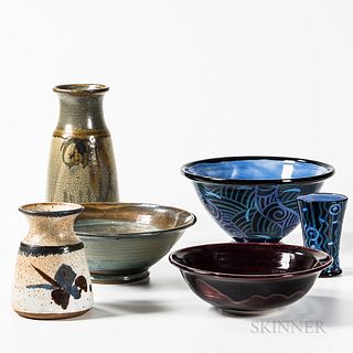 Six Pieces of Modern Studio Art Pottery