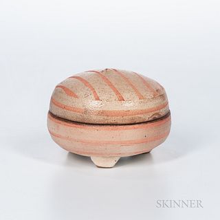 Lidded and Footed Native Studio Pottery Vessel