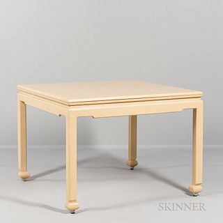 Karl Springer-style Lacquered Linen Flip-top Table