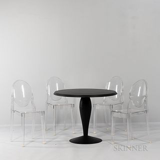 Philippe Starck (French, b. 1942) for Kartell "Miss Balu" Table and Four "Victoria Ghost" Side Chairs