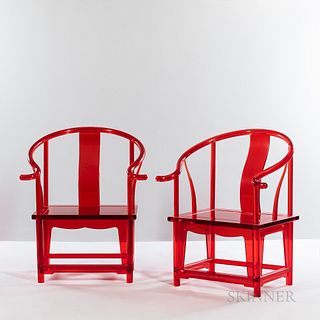 Two "Red Quan" Chairs by JinR from the Green T. House Series