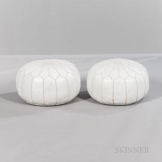Pair of John Derian Moroccan Leather Poufs