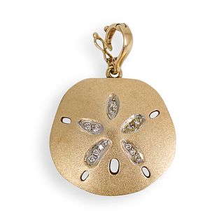 14K Gold Diamond Sand Dollar Pendant
