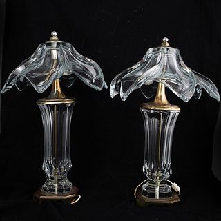 French Cofrac Art Verrier Crystal Lamps